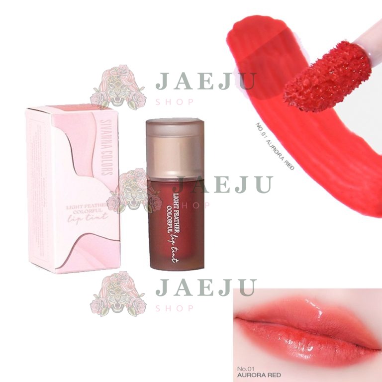 HF822 Sivanna colors light feather colorful lip tint ซีเวนน่า คัลเลอร์ ไลน์ ลิปทิ้น 2.5g. - 01.AURORA RED