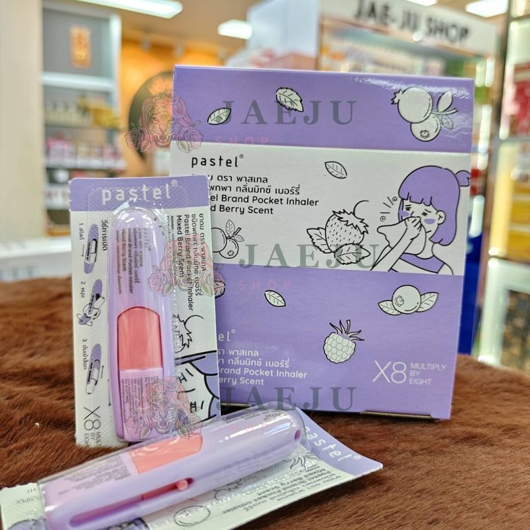 Pastel brand pocket lnhaler scent ยาดม ตราพาสเทล  1.5ml.x12pcs - 03.Mixed berry