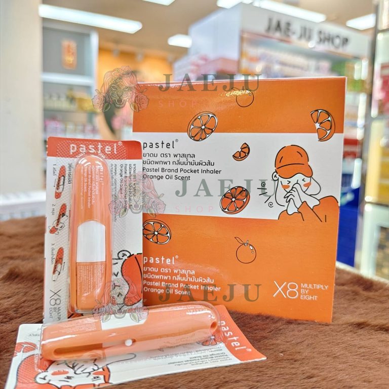 Pastel brand pocket lnhaler scent ยาดม ตราพาสเทล  1.5ml.x12pcs - 04.Orange oil