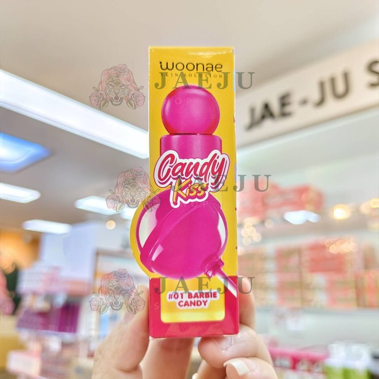 Woonae candy kiss glazzing lip วูเน่ แคนดี้ คิส เกลซซิ่ง ลิป3g. - 01.barbie candy