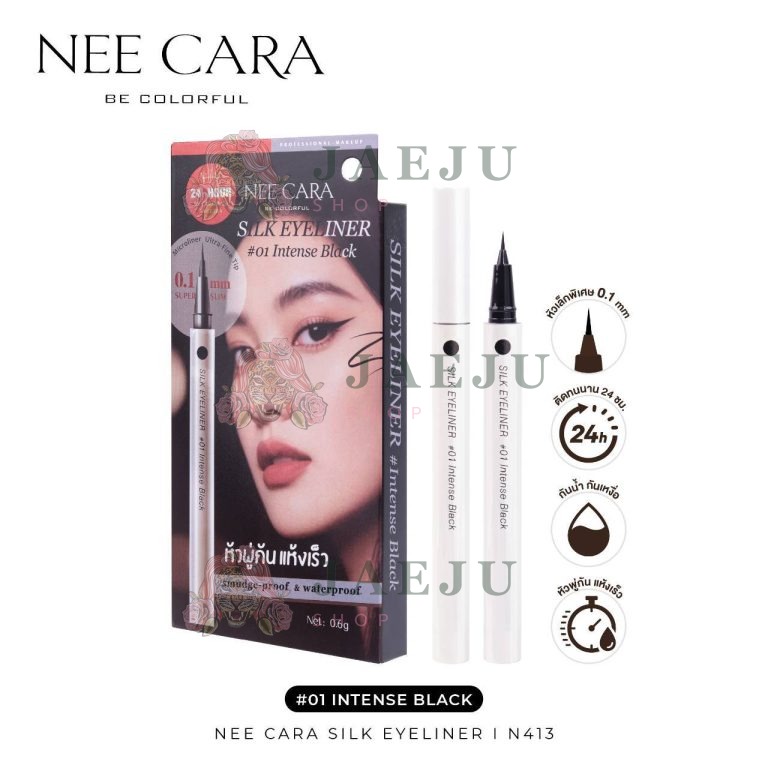 Nee cara silk eye liner นีคาร่า บี คัลเลอร์ฟูล ซิลด์ อายไลเนอร์ 0.6g. - 01.Intense black