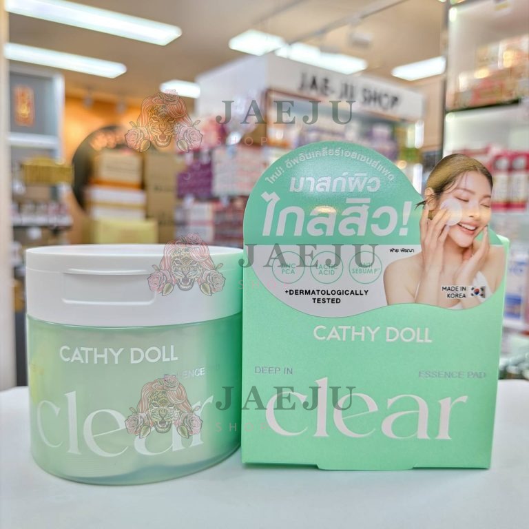Cathy doll deep in essence pad เคที่ดอลล์ ดีพอินเอสเซนส์แพด มาสก์ผิว 60pc/box - 02.Clear (Green)