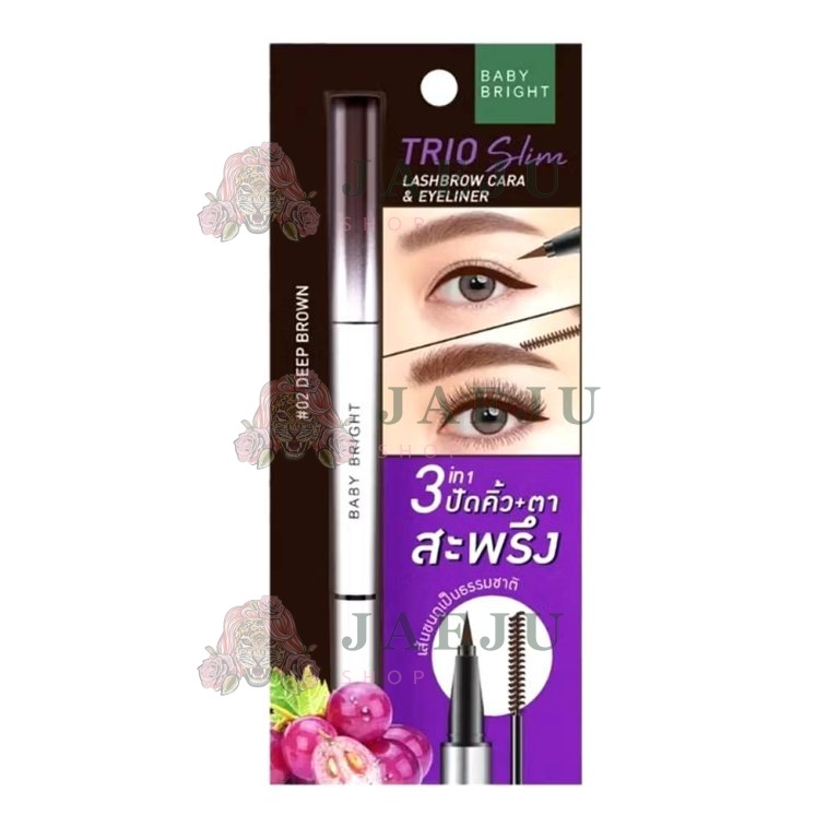 Baby bright Trio slim lashbrow cara&Eyeliner - NO.2Deep Brown