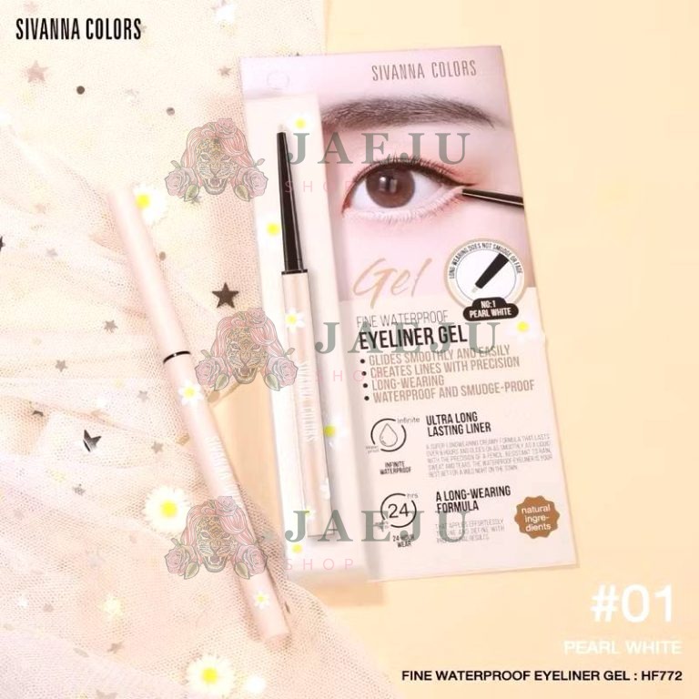 SIVANNA COLORS FINE WATERPROOF EYELINER GEL ซีเวนน่า คัลเลอร์ ไฟน์ วอเตอร์พรูฟ อายไลเนอร์ เจล - NO.1Pearl White