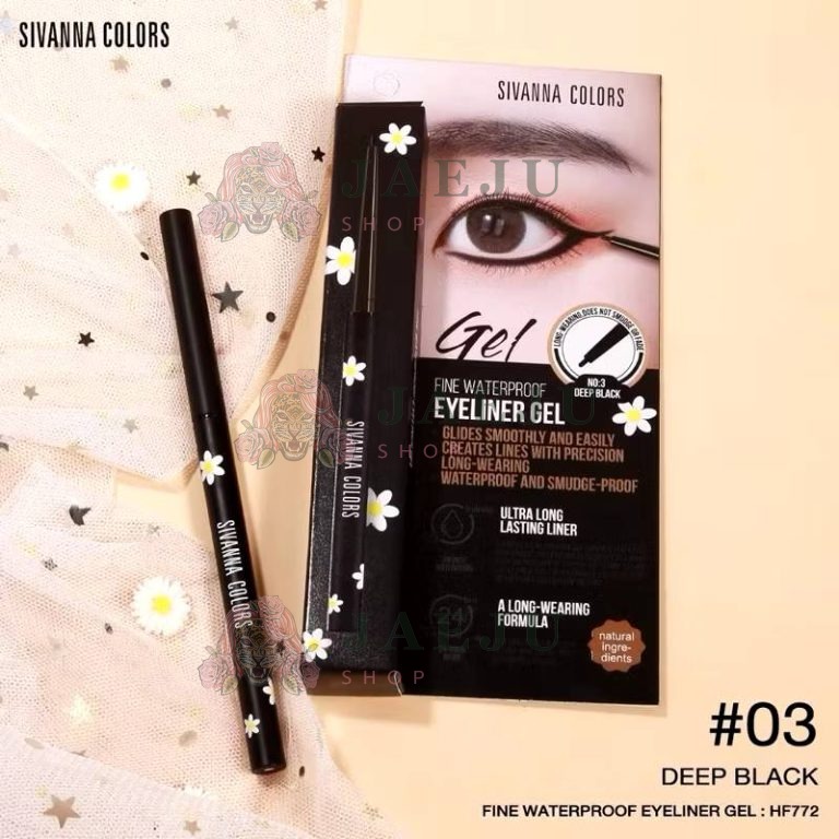SIVANNA COLORS FINE WATERPROOF EYELINER GEL ซีเวนน่า คัลเลอร์ ไฟน์ วอเตอร์พรูฟ อายไลเนอร์ เจล - NO.3Deep Black