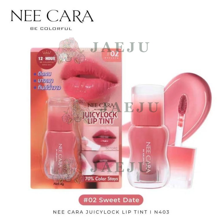 NO.N403 Nee cara juicylock lip tint นี คารา บี คัลเลอร์ฟูล จูซซี่ ล็อก ลิป ทิ้นต์  4g. - No.02