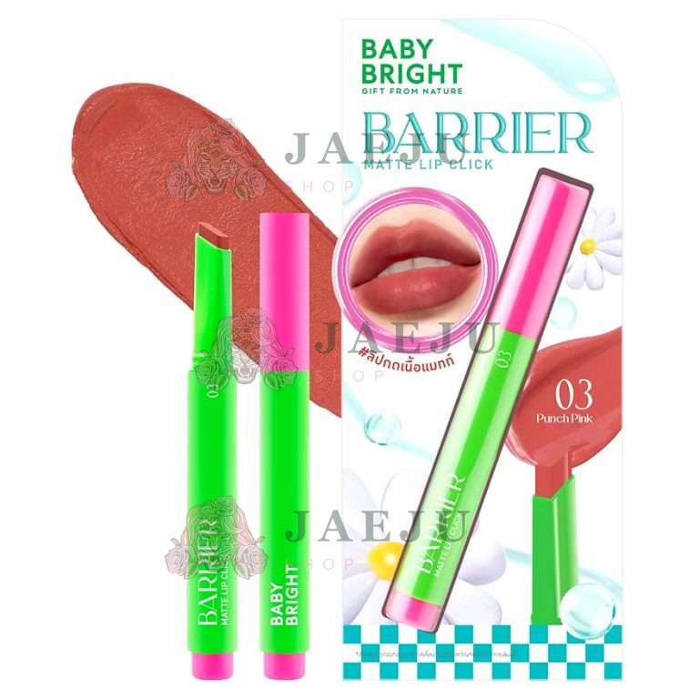 Baby bright barrier matte lip click เบบี้ไบร์ท แบริเออร์แมทท์ลิปคลิก - NO.3Punch Pink