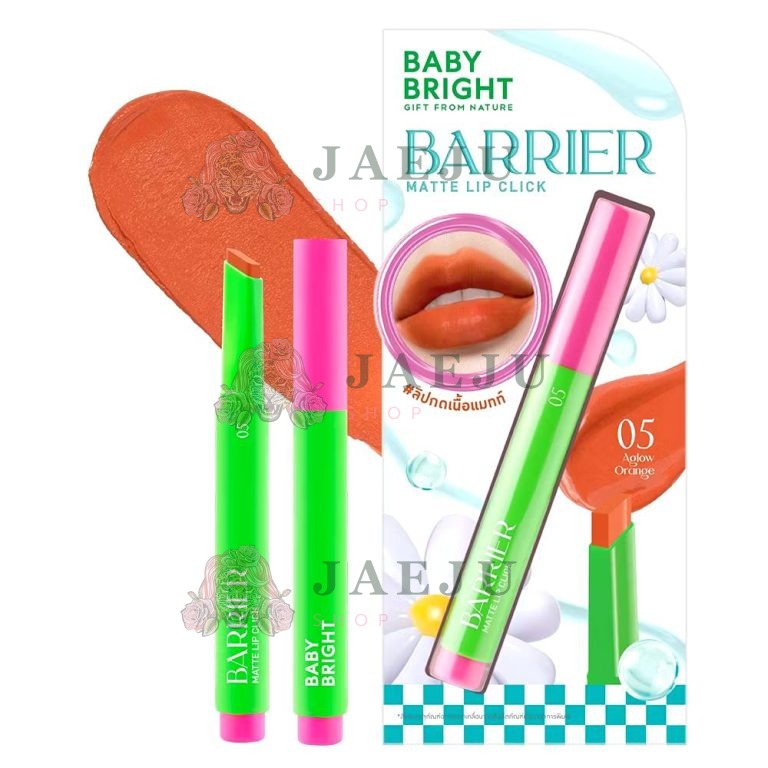 Baby bright barrier matte lip click เบบี้ไบร์ท แบริเออร์แมทท์ลิปคลิก - NO.5Aglow Orange