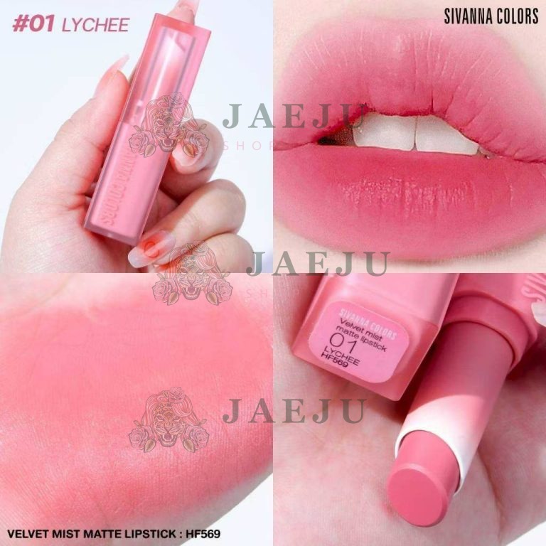 HF569 Sivanna colors velvet mist matte lipstick ซีเวนน่า คัลเลอร์ เวลเวท ลิปสติก 3.6g - 01.LYCHEE