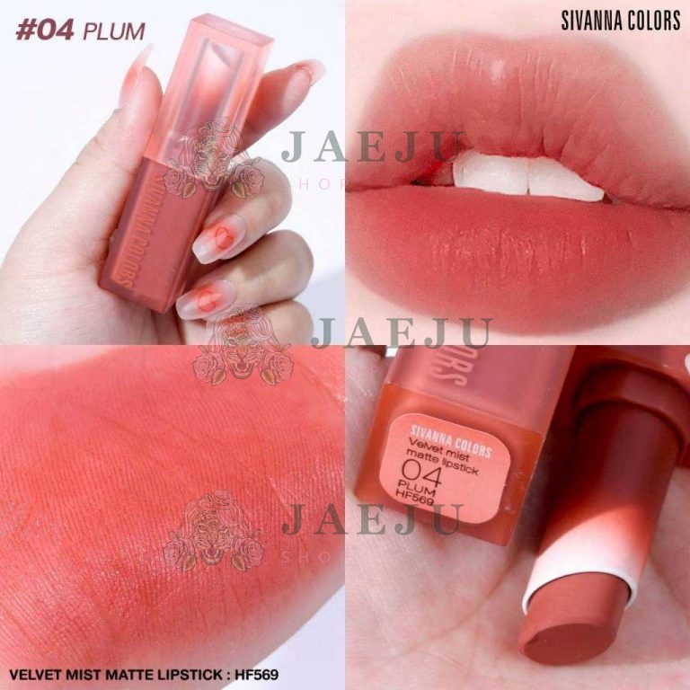 HF569 Sivanna colors velvet mist matte lipstick ซีเวนน่า คัลเลอร์ เวลเวท ลิปสติก 3.6g - 04.PLUM