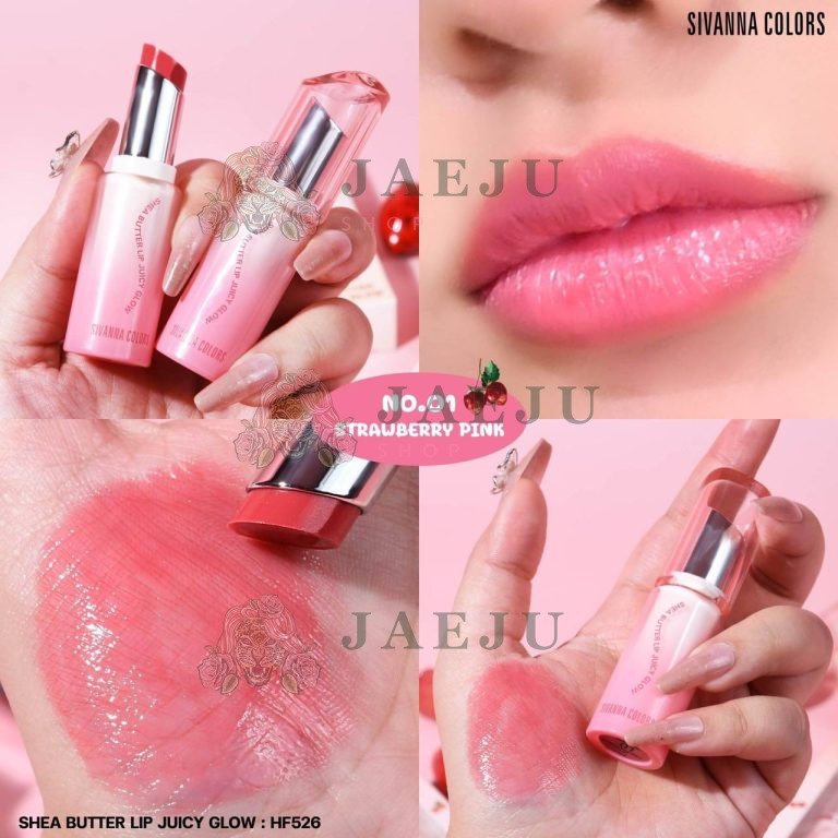 Sivanna colors shea butter lip juicy glow ซีเวนน่า คัลเลอร์ส เชีย บัตเตอร์ ลิป จูซี่ โกลว์ 3.2กรัม - NO.1Strawberry Pink