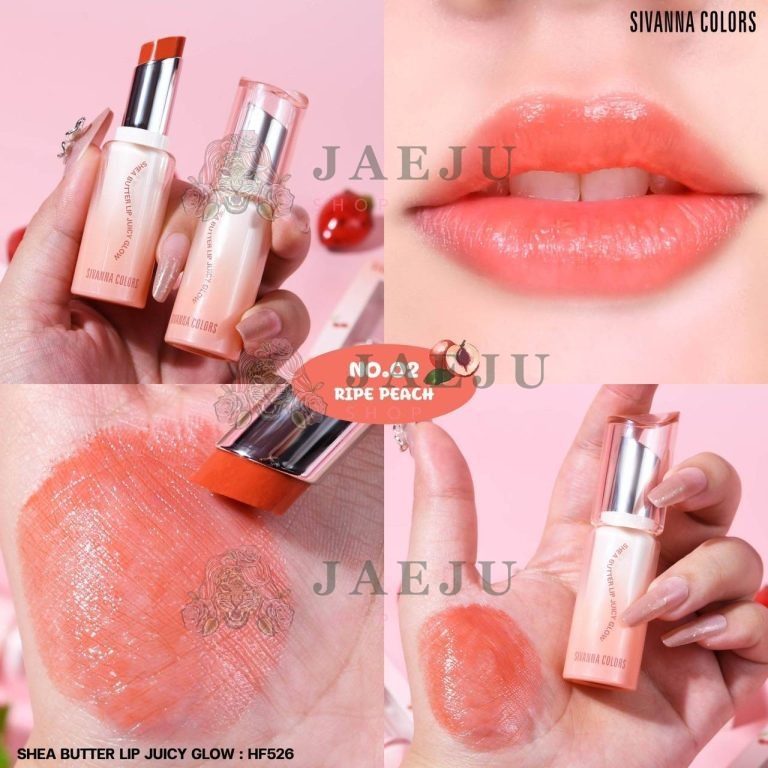 Sivanna colors shea butter lip juicy glow ซีเวนน่า คัลเลอร์ส เชีย บัตเตอร์ ลิป จูซี่ โกลว์ 3.2กรัม - NO.2Ripe Peach