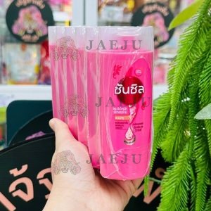 Sunsilk shampoo ซันซิล ผมมีน้ำหนักจัดทรงง่าย สีชมพู