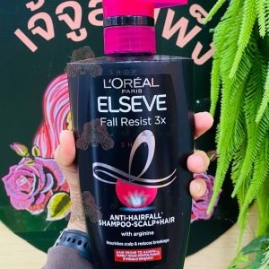 L'OREAL elseve fall resist 3x anti-hairfall shampoo-scalp+hair ลอริอัล ปารีช แชมพูขวดสีดำ