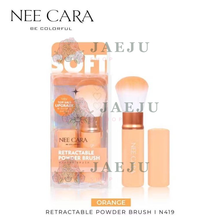 N419 Nee cara retractable powder brush นีคาร่า คัลเลอร์ฟลู แปรงปัด - 02.Orange