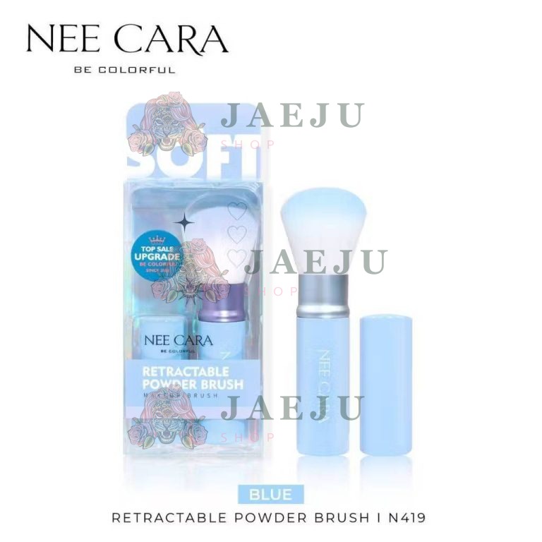N419 Nee cara retractable powder brush นีคาร่า คัลเลอร์ฟลู แปรงปัด - 01.Blue