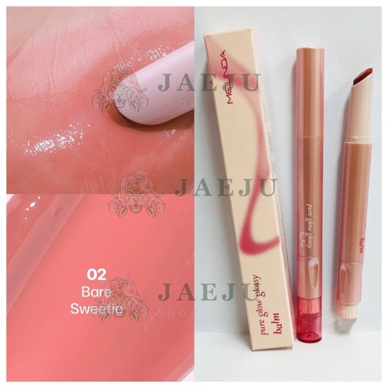 Meilinda pure glow glossy balm#sparkling cloud เมลินดา เพียว โกลว์ กรอสซี่ บาล์ม - NO.2 Bare sweetie