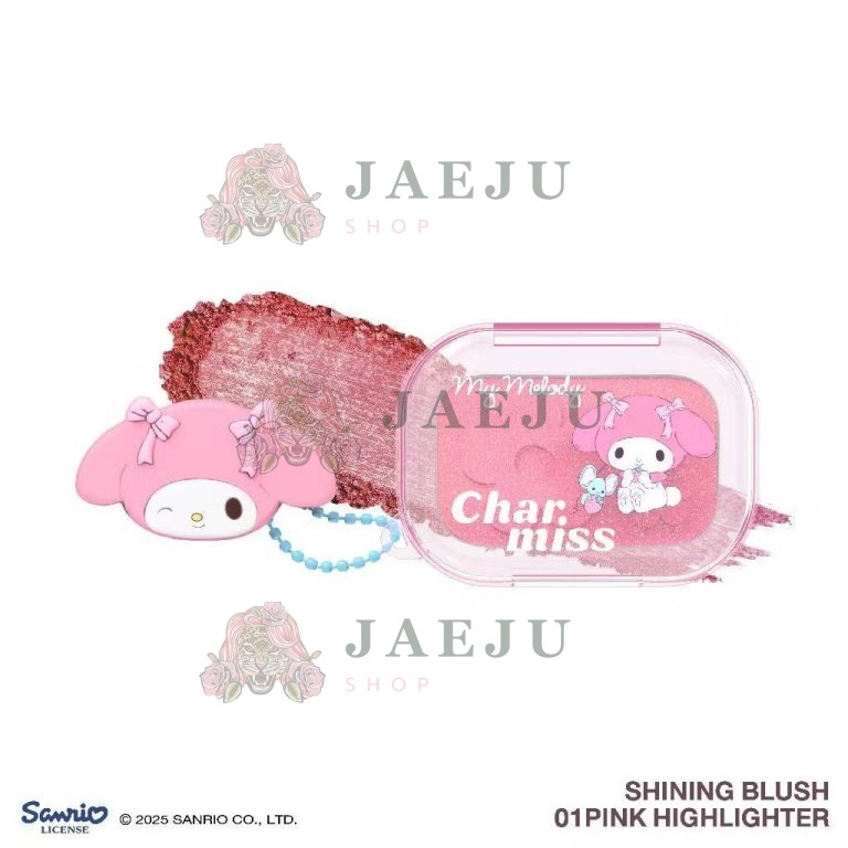 Charmiss bloming heart shining blush ชาร์มิส บลูมมิ่ง ฮาร์ท ชายน์นิ่ง บลัช 4g. - 01.Ribbon(pink highlighter)