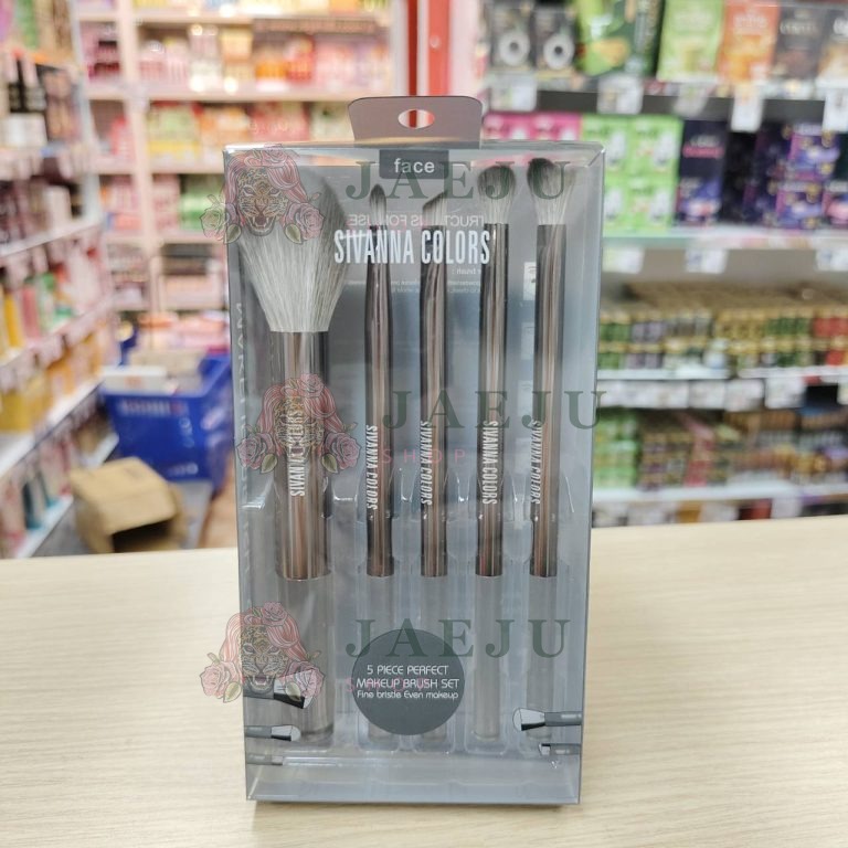 BR14 Sivanna colors 5piece perfect makeup ซีเวนน่า คัลเลอร์ ชุดแปรงสีชมพู-สีดำ 5pcs - 02.สีดำ