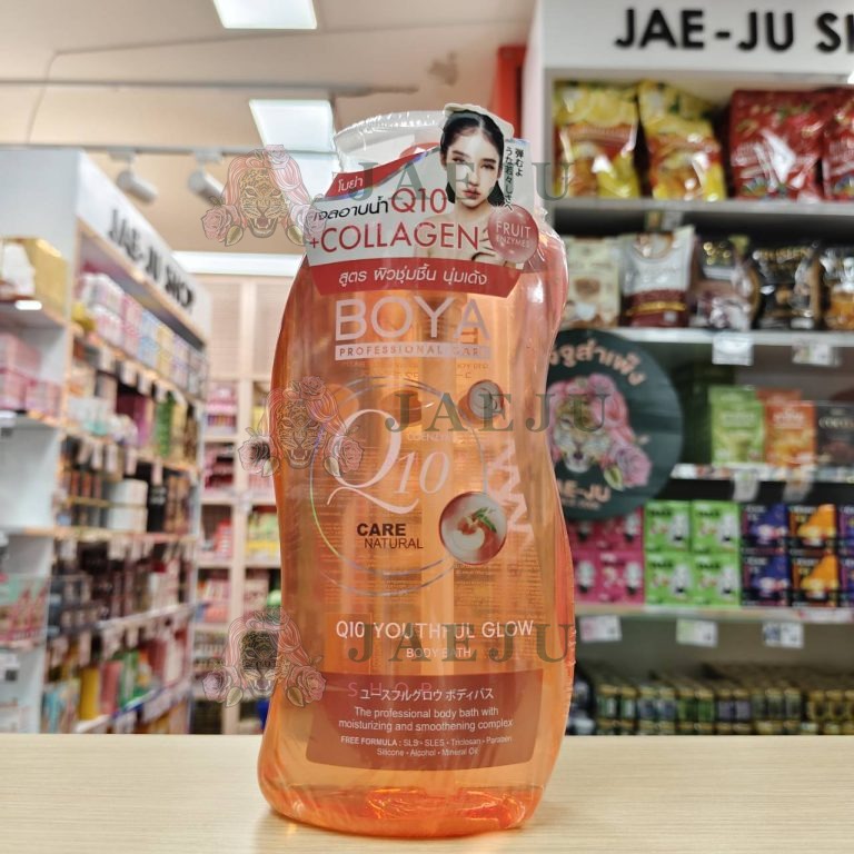 BOYA Q10 Body Bath ultra bright โบย่า คิวเทน บอดี้บาธ อัลตร้าไบร์ท ครีมอาบน้ำ  800ml. - 02.ครีมอาบน้ำพีช