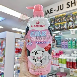A bonne milk gluta shower cream เอ บอนเน่ มิลค์ กลูต้า วิป ซาวเวอร์ ครีม 450ml.