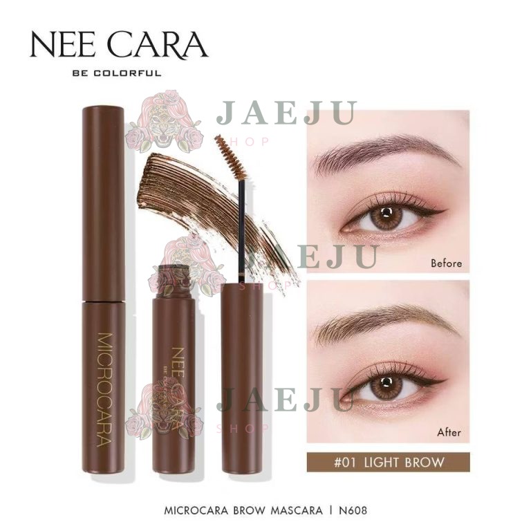 N608 NEE CARA Microcara brow mascara นี คารา บี คัลเลอร์ฟูล ไมโครคาร่า โบรว์ มาสคาร่า 6g. - 01.light brow