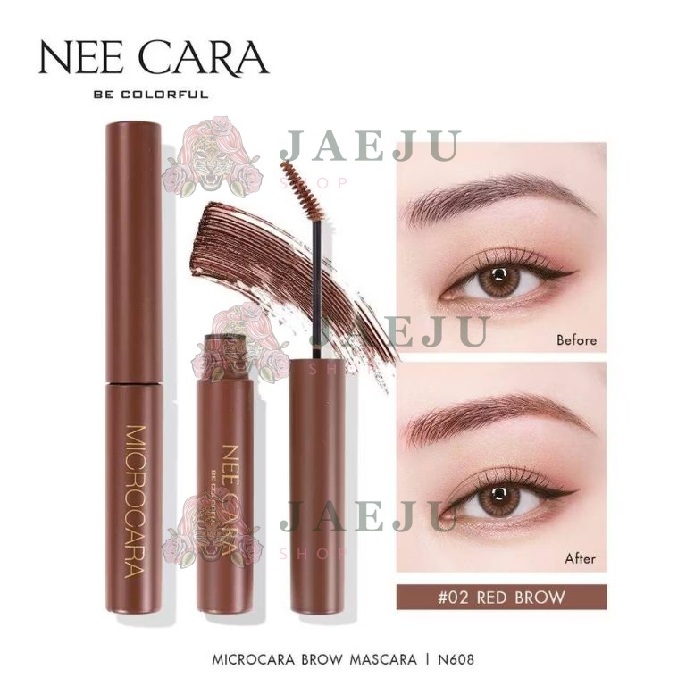 N608 NEE CARA Microcara brow mascara นี คารา บี คัลเลอร์ฟูล ไมโครคาร่า โบรว์ มาสคาร่า 6g. - 02.red brow