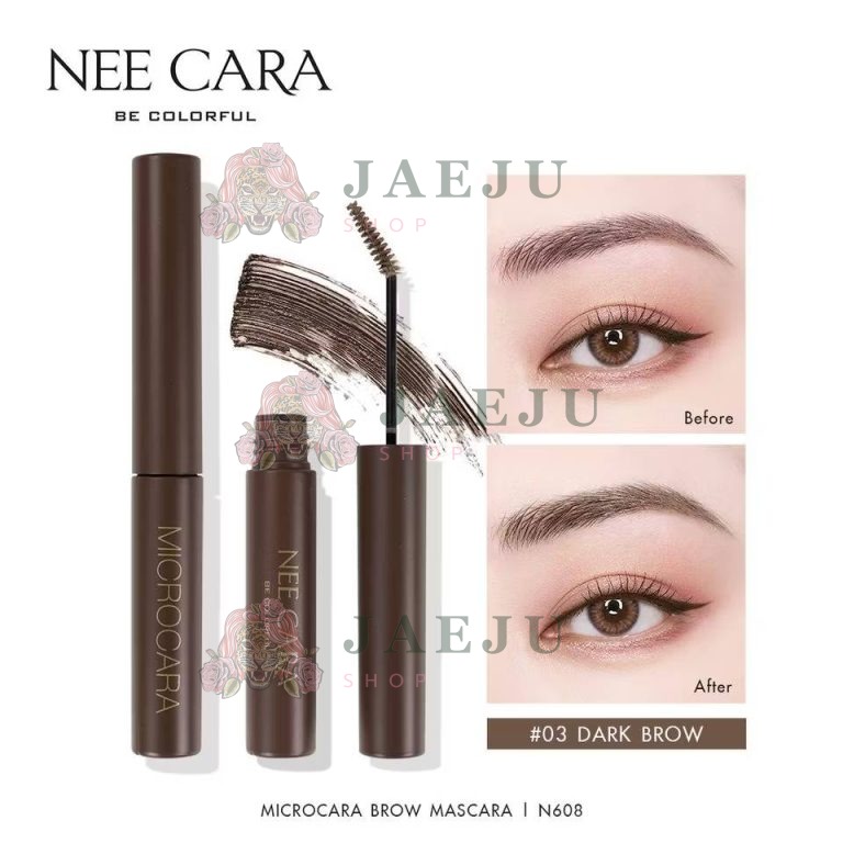 N608 NEE CARA Microcara brow mascara นี คารา บี คัลเลอร์ฟูล ไมโครคาร่า โบรว์ มาสคาร่า 6g. - 03.dark brow