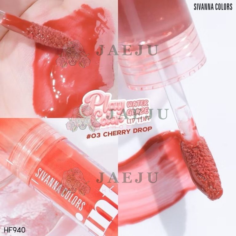 HF940 Sivanna colors play color water glaze lip tint ซีเวนน่า คัลเลอร์ เพลย์ ลิปทิ้นท์ 3.1g. - NO.3Cherry drop