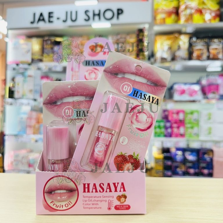 H-3828 Hasaya fruit oil ฮาซาย่า ฟรุต ลิปออย 3mlx12pcs 3สูตร - NO.1สตอเบอร์รี่สีชมพู