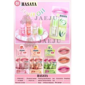H-3828 Hasaya fruit oil ฮาซาย่า ฟรุต ลิปออย 3mlx12pcs 3สูตร