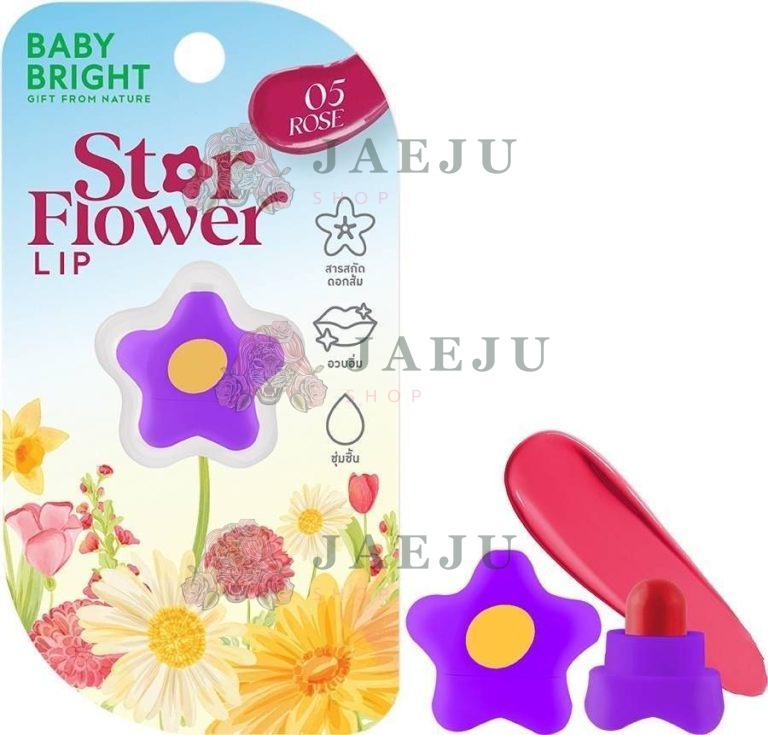 Baby Bright Gift from nature star flower lip 0.95g เบบี้ไบร์ท สตาร์ฟลาวเวอร์ลิป - NO.5Rose