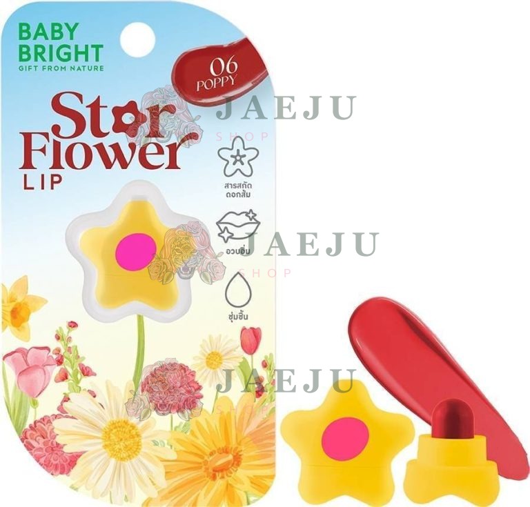 Baby Bright Gift from nature star flower lip 0.95g เบบี้ไบร์ท สตาร์ฟลาวเวอร์ลิป - NO.6Poppy