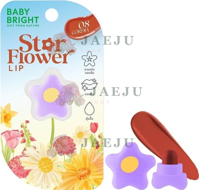Baby Bright Gift from nature star flower lip 0.95g เบบี้ไบร์ท สตาร์ฟลาวเวอร์ลิป - NO.8Cordia