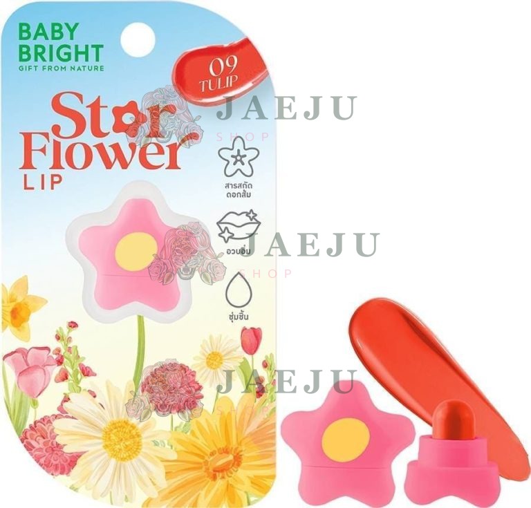 Baby Bright Gift from nature star flower lip 0.95g เบบี้ไบร์ท สตาร์ฟลาวเวอร์ลิป - NO.9Tulip