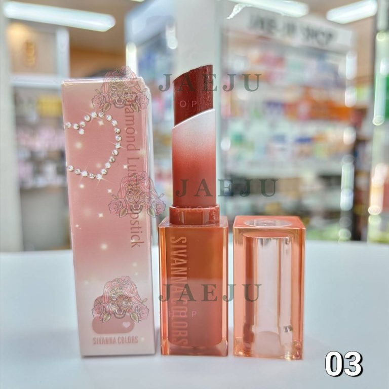 HF576 Sivanna colors diamond lustre lipstick ซีเวนน่า คัลเลอร์ส ไดมอนด์ ลัสเตอร์ ลิปสติก 3.6g - 03.Moussaieff red