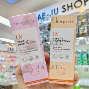 Cute press uv expert protection tone up sunscreen spf 50+pa++ 30g คิวท์เพรส ยูวี เอ็กซ์เพิร์ท โพรเทคชั่น แบร์ สกิน โทน อัพ ซันสกรีน