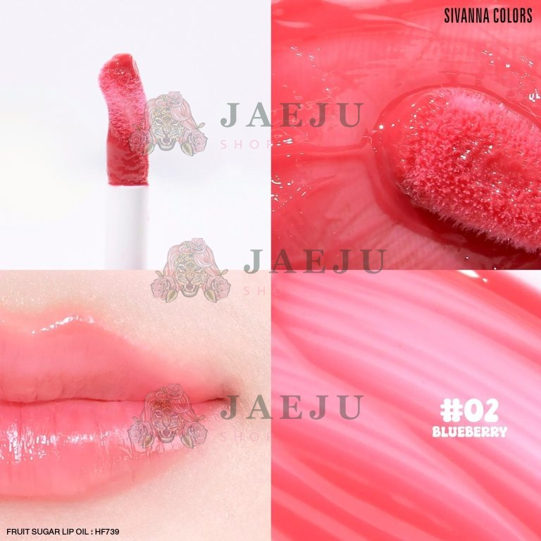 HF739 Sivanna colors fruit sugar lip oil ซีเวนน่า คัลเลอร์ส ฟรุ๊ต ซูก้าร์ ลิป ออยล์ 6.7g - 02.Blueberry