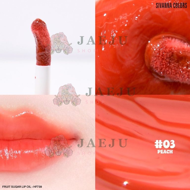 HF739 Sivanna colors fruit sugar lip oil ซีเวนน่า คัลเลอร์ส ฟรุ๊ต ซูก้าร์ ลิป ออยล์ 6.7g - 03.Peach