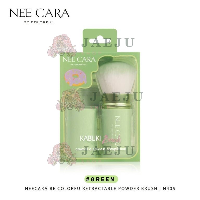 Nee cara retractable powder brush นีคาร่า คัลเลอร์ฟูล แปรงปัดแก้ม - 01.สีเขียว
