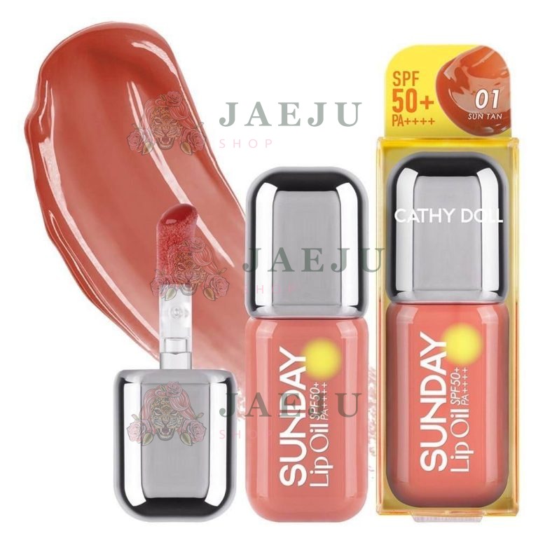 Cathy doll sunday lip oil spf50+pa++++ เคที่ดอลล์ ซันเดย์ลิปออยส์ เอสพีเอฟ50+พีเอ++++ 3.5g. - 01. SUN TAN