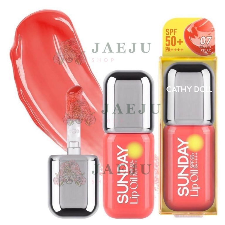 Cathy doll sunday lip oil spf50+pa++++ เคที่ดอลล์ ซันเดย์ลิปออยส์ เอสพีเอฟ50+พีเอ++++ 3.5g. - 07.PEACH RELAX