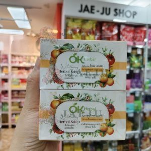 OK herbal soap whitening สบู่สมุนไพร โอเค เฮอเบิ้ล โซป ไวท์เทนนิ่ง ส้ม-มะเขือเทศ 70gx6pcs