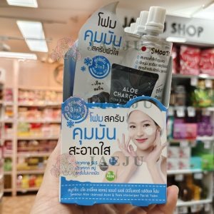 Smooto aloe charcoal acne&pore minimizer facial foam สมูทโตะ อโล ชาร์โคล แอคเน่ แอนด์ พอร์ มินิไมเซอร์ เฟเชียล โฟม สครับคุมมัน 30gx6pcs