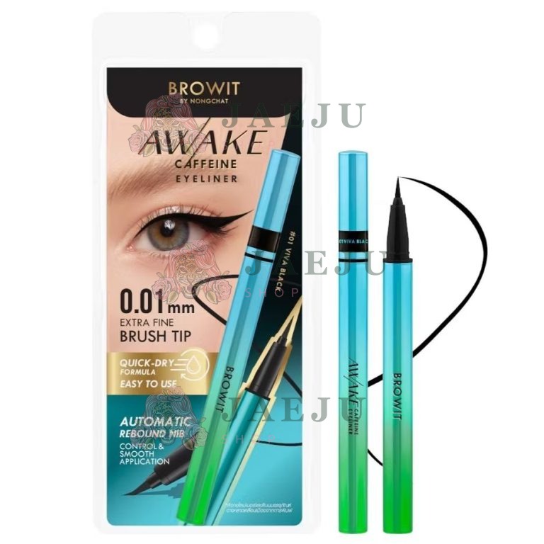 Browit awake caffeine eyeliner  บราวอิท อะเวคคาเฟอีนอายไลน์เนอร์  0.5ml. - 01.viva black