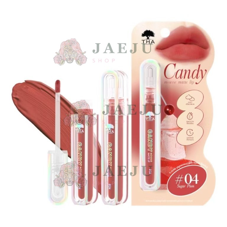 THA candy mousse matte lip ฑาบายน้องฉัตร แคนดี้มูสแมทท์ลิป  2.5g. - 04.Sugar plum