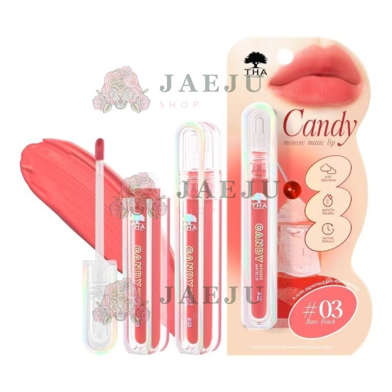 THA candy mousse matte lip ฑาบายน้องฉัตร แคนดี้มูสแมทท์ลิป  2.5g. - 03.Bare peach
