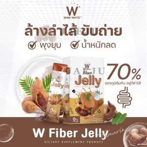 W Wink white fiber jelly plus fos tamarind flavor ดับเบิ้ลยู ไฟเบอร์ เจลลี่ พลัส ฟอส มะขาม ผลิตภัณฑ์เสริมอาหาร 25gx5pcs