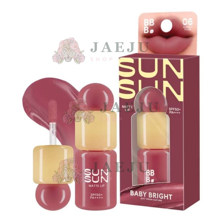 Baby bright sunsun matte lip เบบี้ไบร์ท ซันซันแมทท์ลิป spf50+pa++++ - 06. sunset plum
