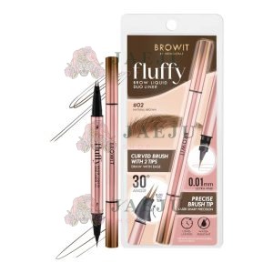 Browit fluffy brow liquid duo liner#02 natural brown บราวอิท ฟลัฟฟี่บราวลิควิดดูโอ้ไลน์เนอร์# เนเชอรัลบราวน์ 0.3x0.3ml.